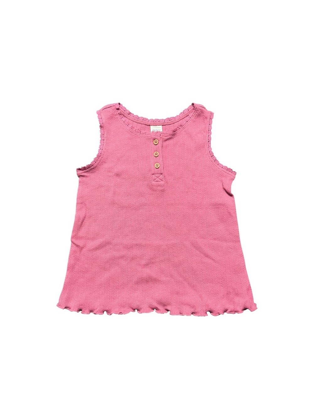 OshKosh B’gosh Toddler Girls Pink Ribbed Tank Top Size 5T Sleeveless Lace